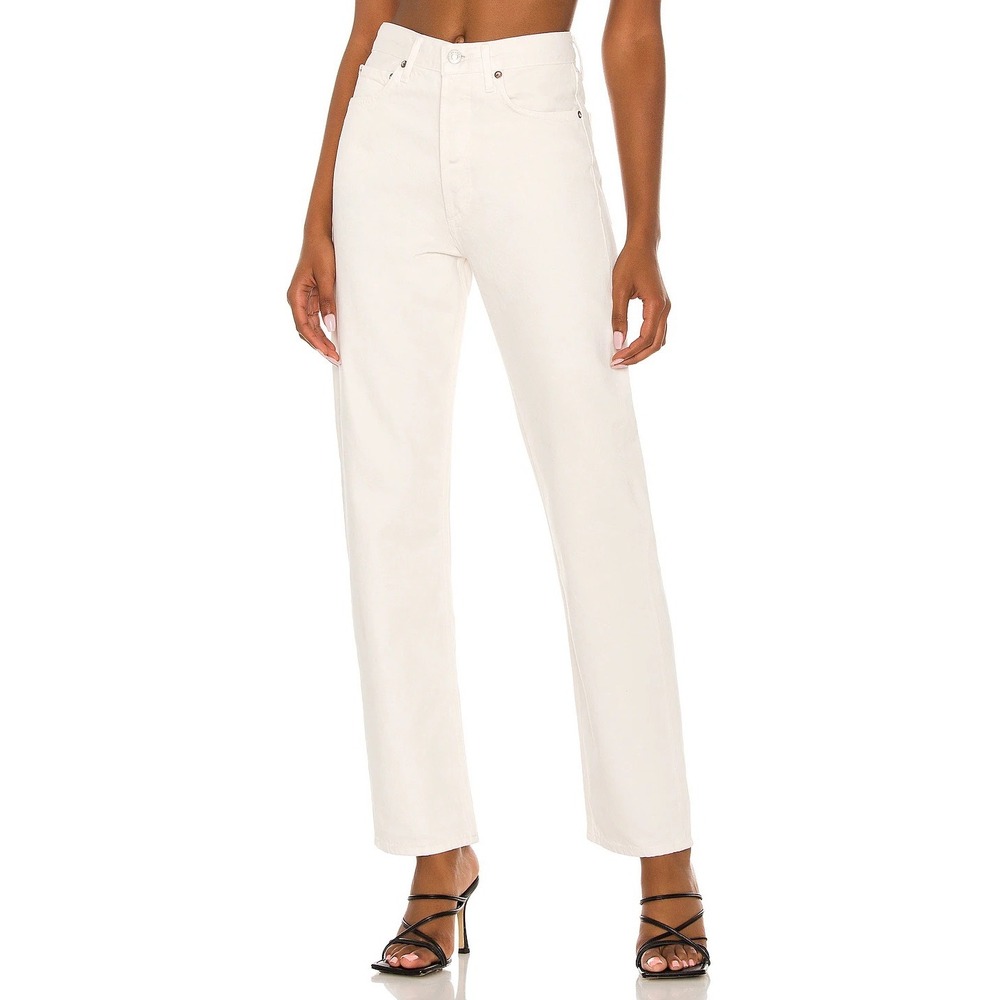 AGOLDE 90s Pinch Waist High Rise Straight Jeans Drum White 30